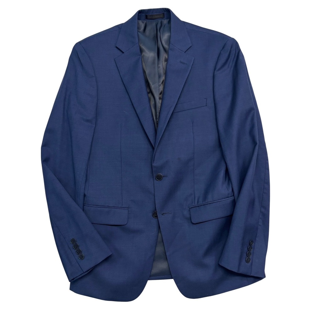 Calvin Klein 38R Navy Blue Blazer Jacket Sport Suit Coat 100% Wool Stretch Mens